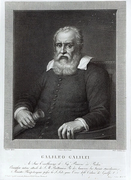 Galileo Galilei (engraving) (b  /  w photo)