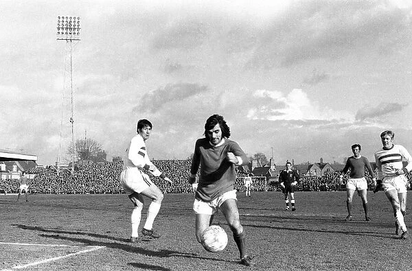 Manchester United footballer George Best in action during the FA Cup fifth round match