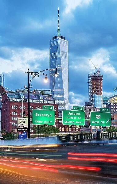 New York City, Lower Manhattan, view of the Freedom Tower from Tribeca