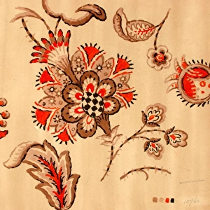 Design for textile with stylised flower
