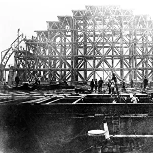 Construction of St Pancras Station, London, c 1867