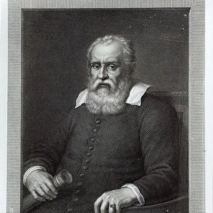 Galileo Galilei (engraving) (b / w photo)