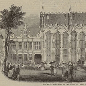 The Royal Carriages at the Hotel de Ville, Bruges (engraving)