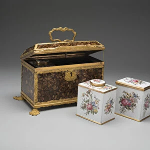 Casket Containing a Sugar Box and two Tea Caddies, Birmingham, c. 1760. Creator: Unknown