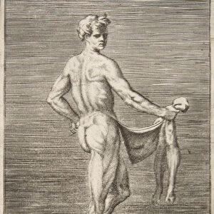 Flayed man seen from behind, 1531-76. Creator: Giulio Bonasone