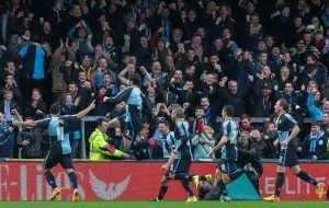 <b class=qtipBold><figcaption>Joe Jacobson leaps for joy</figcaption></b><br>Joe Jacobson celebrates his penalty against Aston Villa in the third round of the FA Cup in January 2016.<br><em>© PRiME Media Images Limited</em> Joe Jacobson leaps for joy